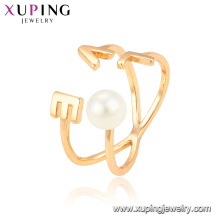 15330 xuping joyas nuevas mujeres estilo 18k anillo de dedo chapado en oro con joyas de perlas blancas